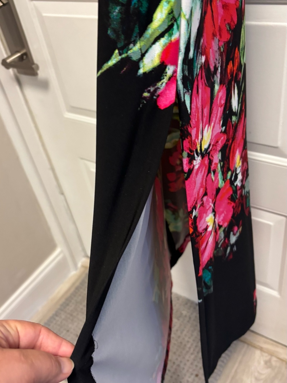 Cache Black Maxi Dress with Hot Pink Floral Print - Picture 2 of 3